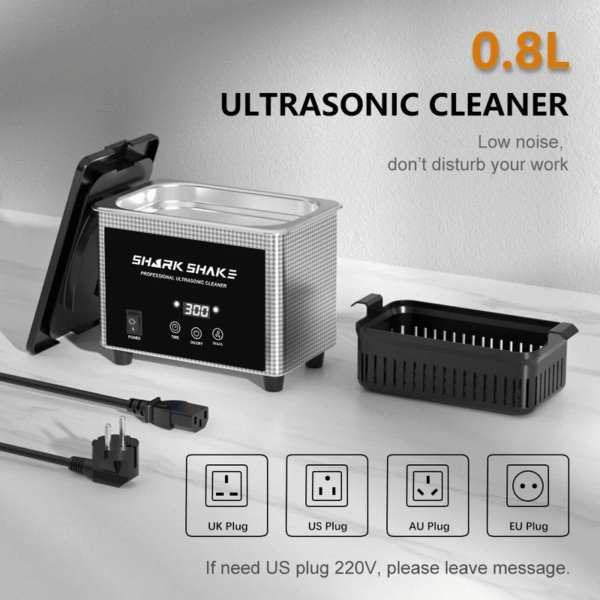 800ml Household Digital Ultrasonic Cleaner 30W/60W Stainless Steel
