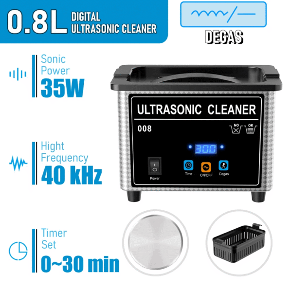 800ml Household Digital Ultrasonic Cleaner 30W/60W Stainless Steel