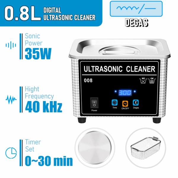 800ml Household Digital Ultrasonic Cleaner 30W/60W Stainless Steel